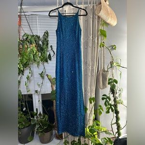 Blue beaded scala dress